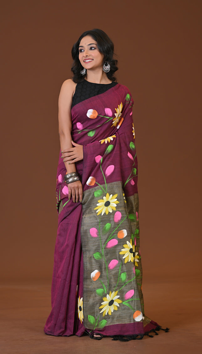 Khadi Flower Print Saree