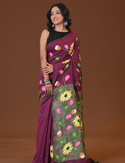 Khadi Flower Print Saree