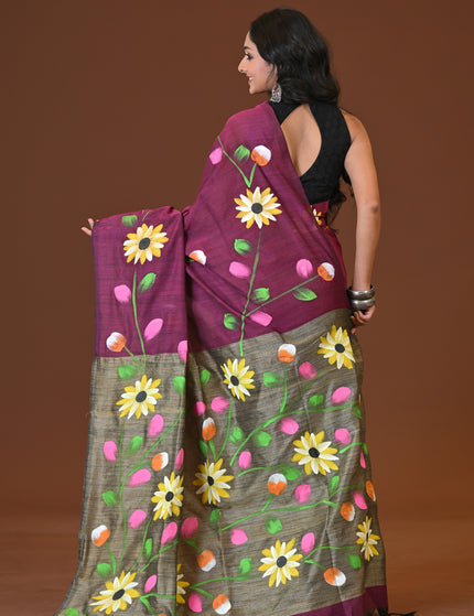 Khadi Flower Print Saree