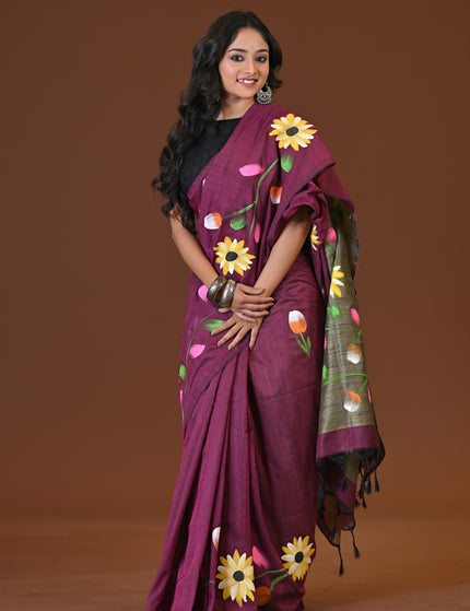 Khadi Flower Print Saree