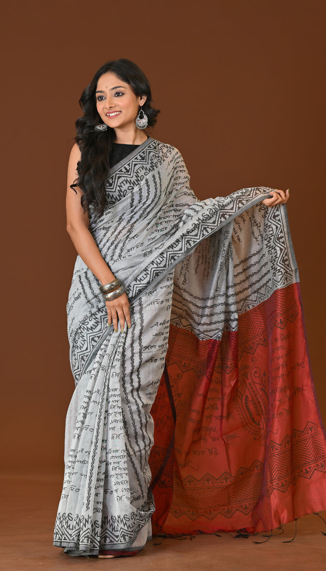 Handloom Script Saree