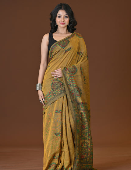 Khadi Madhubani Print Saree