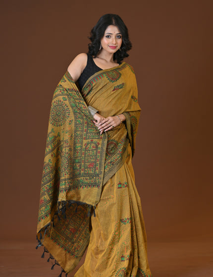 Khadi Madhubani Print Saree