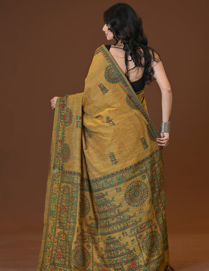 Khadi Madhubani Print Saree