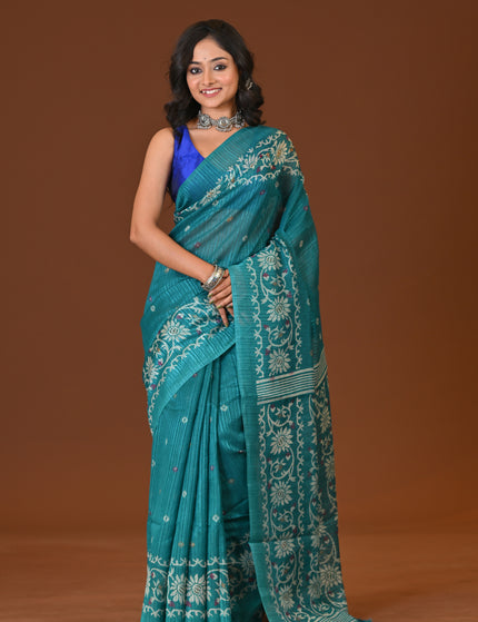 Kota Jamdani Teal Lightweight Saree