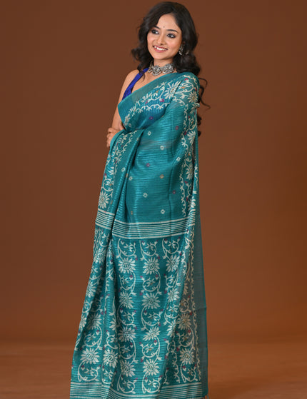Kota Jamdani Teal Lightweight Saree