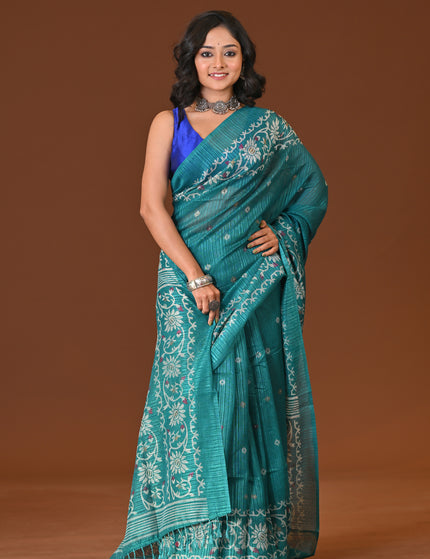 Kota Jamdani Teal Lightweight Saree