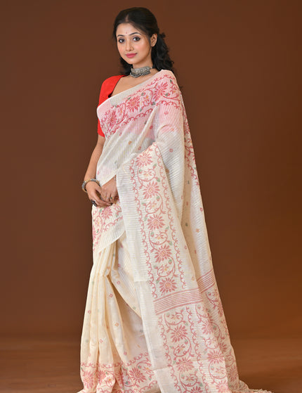 Kota Jamdani White Lightweight Saree