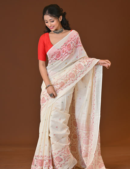 Kota Jamdani White Lightweight Saree