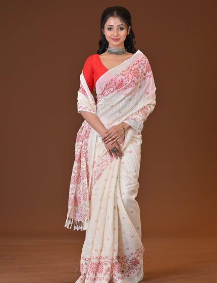 Kota Jamdani White Lightweight Saree