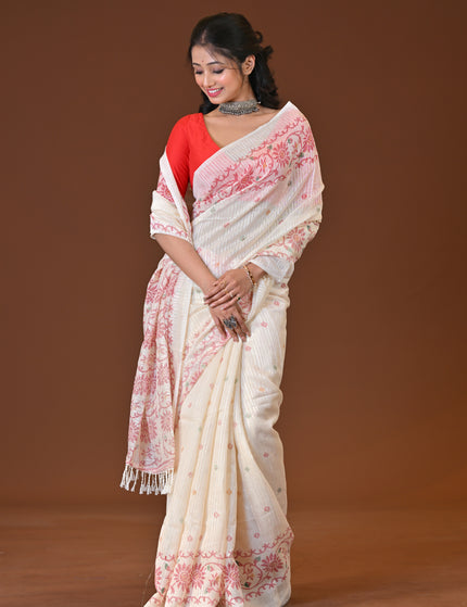 Kota Jamdani White Lightweight Saree