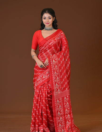 Kota Jamdani Red Lightweight Saree