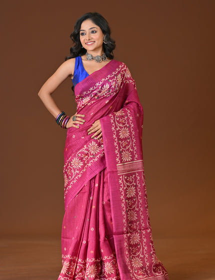 Kota Jamdani Pink Lightweight Saree
