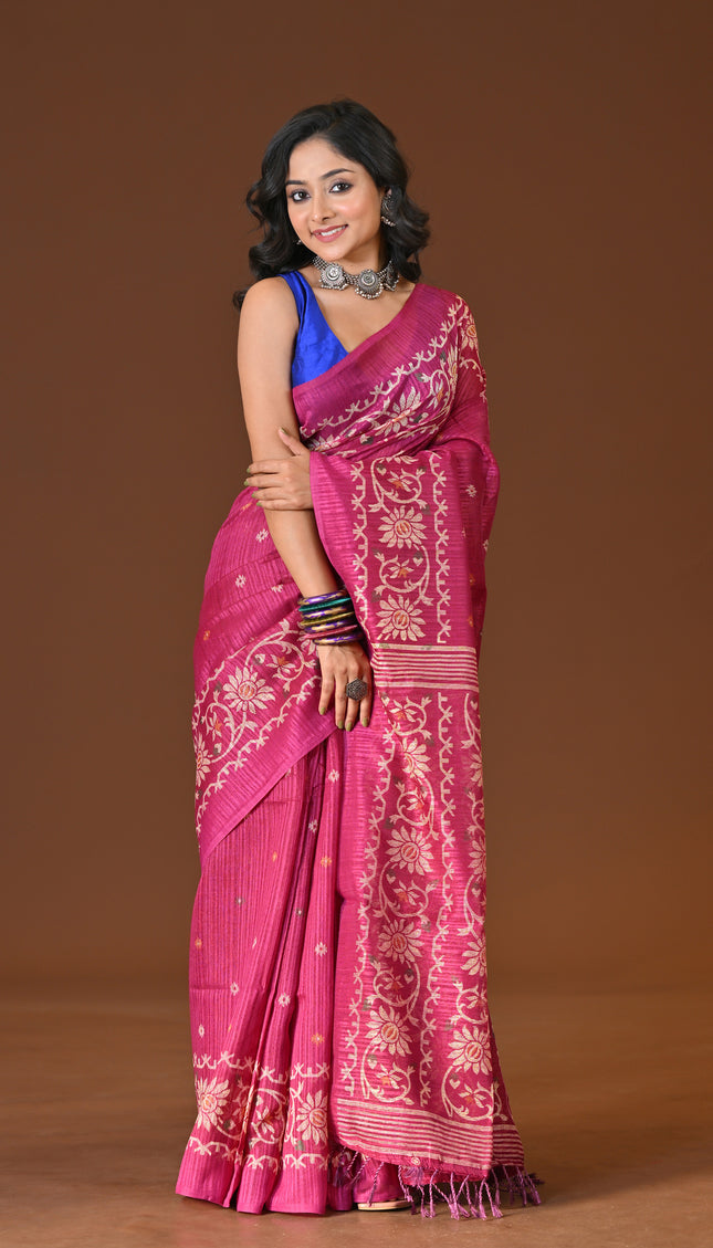 Kota Jamdani Pink Lightweight Saree