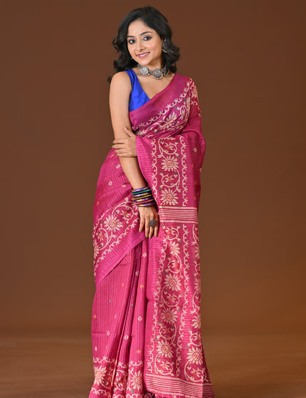Kota Jamdani Pink Lightweight Saree