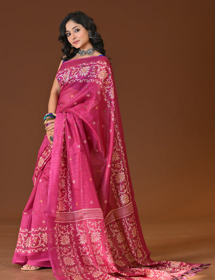 Kota Jamdani Pink Lightweight Saree