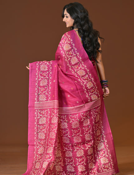 Kota Jamdani Pink Lightweight Saree