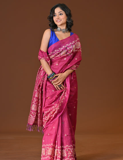 Kota Jamdani Pink Lightweight Saree