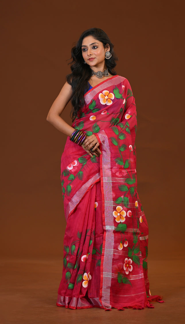 Handloom Hand Print Saree