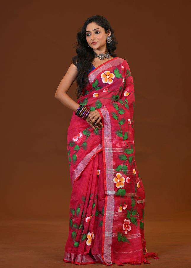 Handloom Hand Print Saree