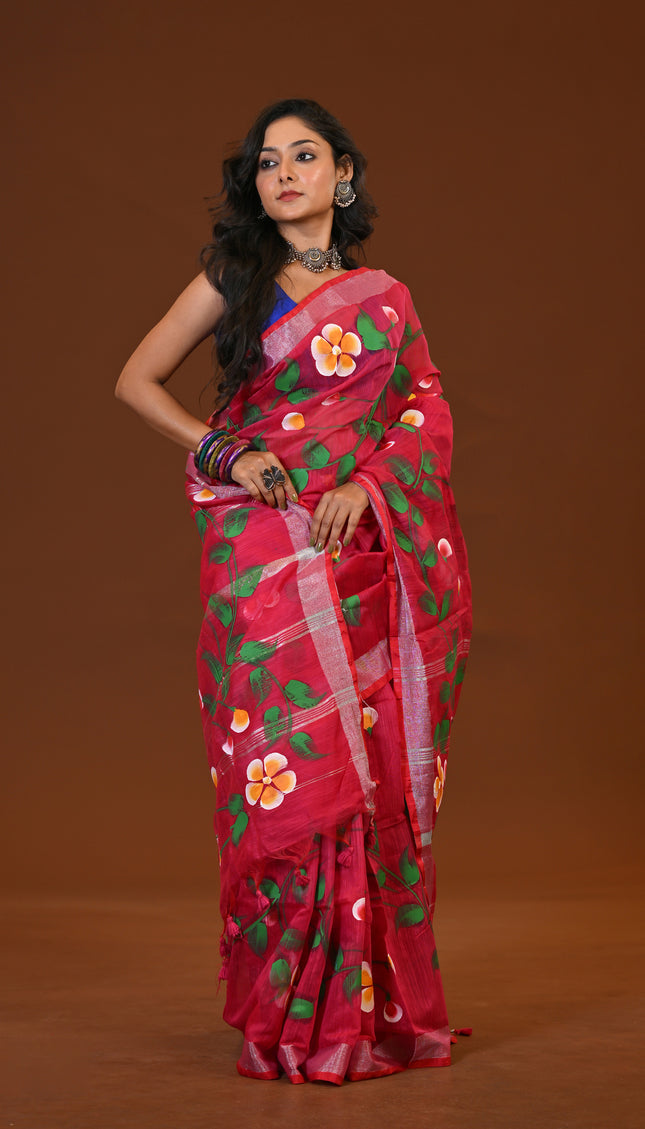 Handloom Hand Print Saree