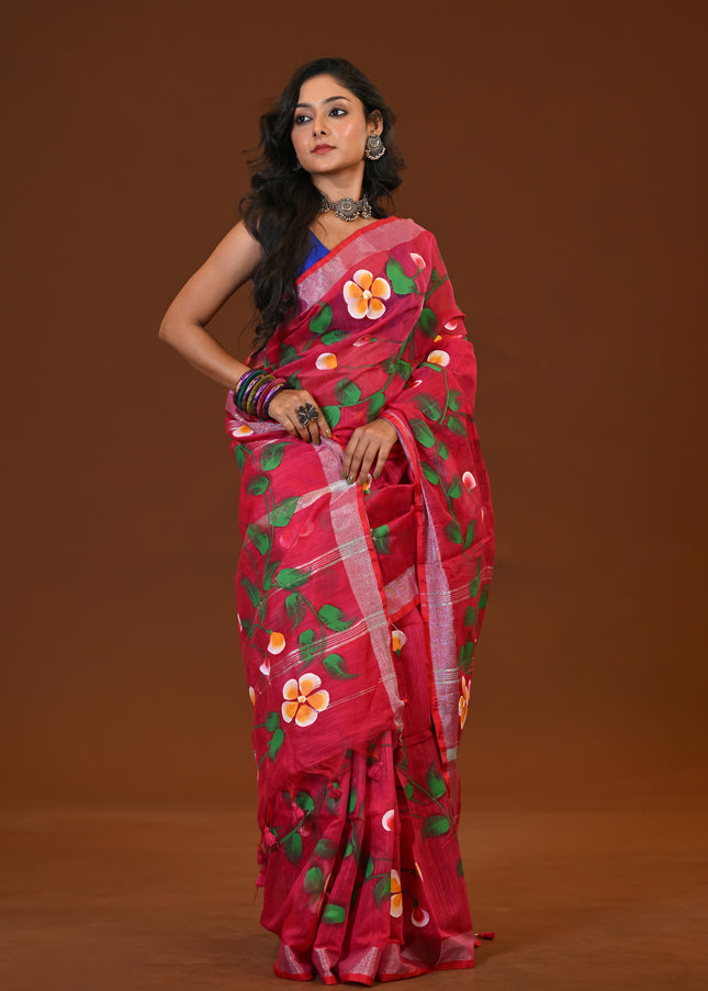 Handloom Hand Print Saree