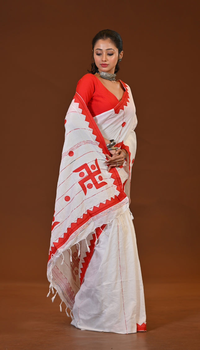 Swastik Applique Saree