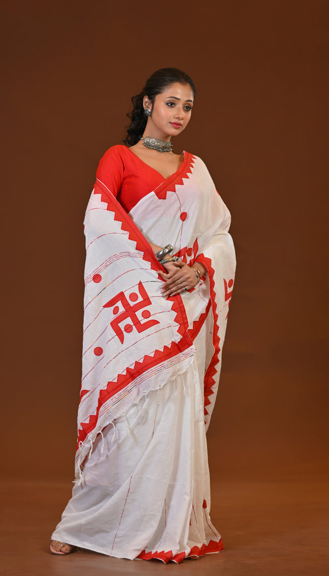 Swastik Applique Saree