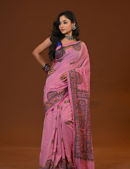 Khadi Madhubani Print Saree