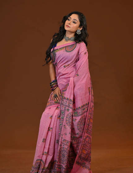 Khadi Madhubani Print Saree