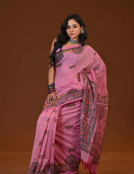 Khadi Madhubani Print Saree
