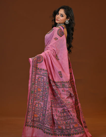 Khadi Madhubani Print Saree