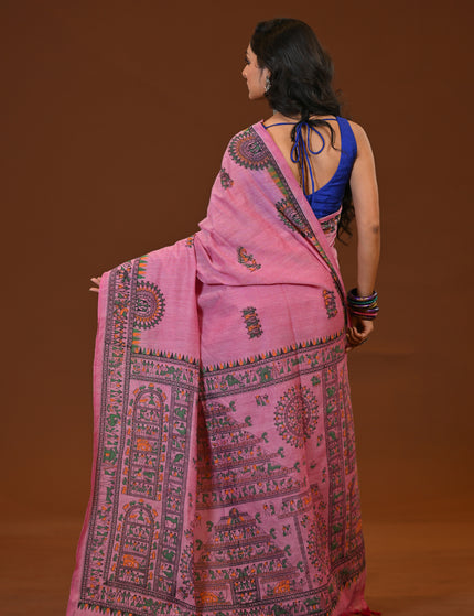 Khadi Madhubani Print Saree