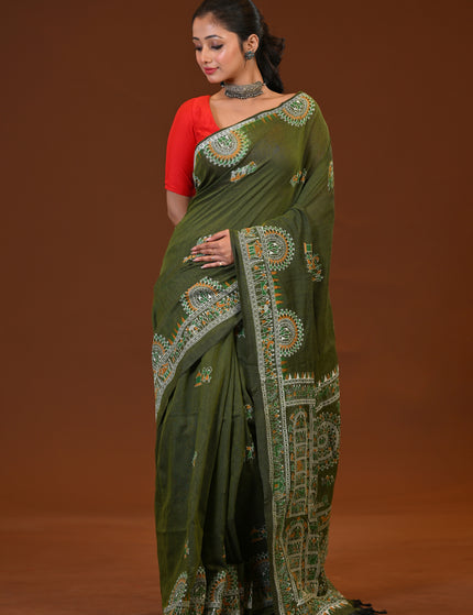 Khadi Madhubani Print Saree