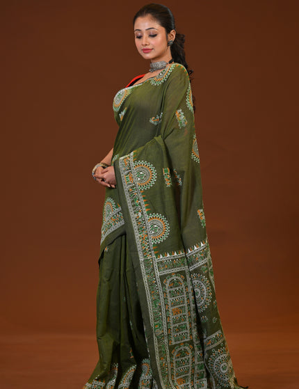 Khadi Madhubani Print Saree