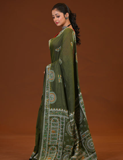 Khadi Madhubani Print Saree