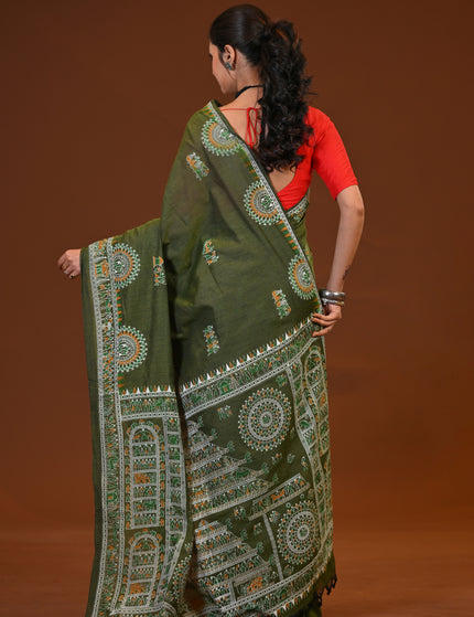 Khadi Madhubani Print Saree