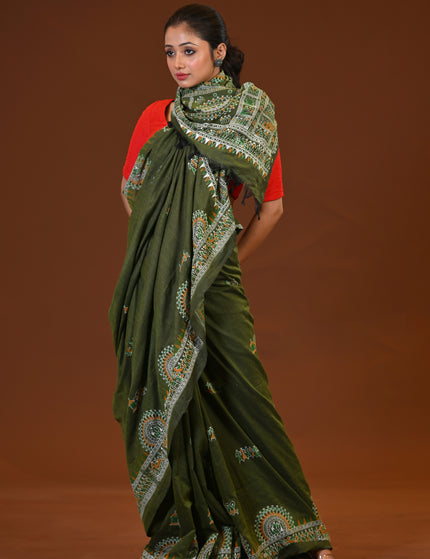 Khadi Madhubani Print Saree