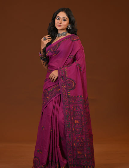 Khadi Madhubani Print Saree