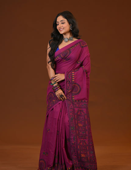 Khadi Madhubani Print Saree
