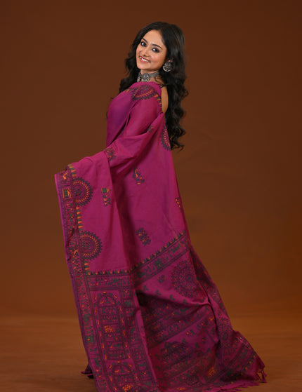 Khadi Madhubani Print Saree