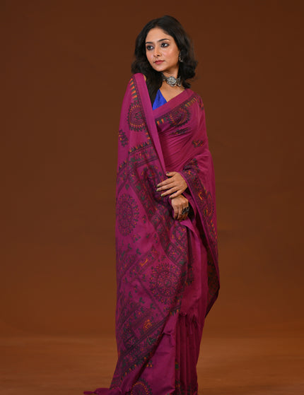 Khadi Madhubani Print Saree