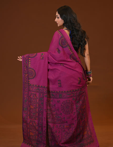 Khadi Madhubani Print Saree