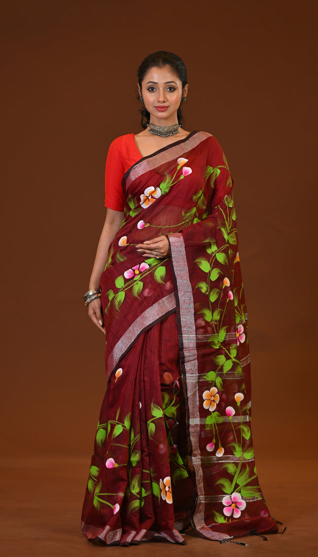 Handloom Hand Print Saree