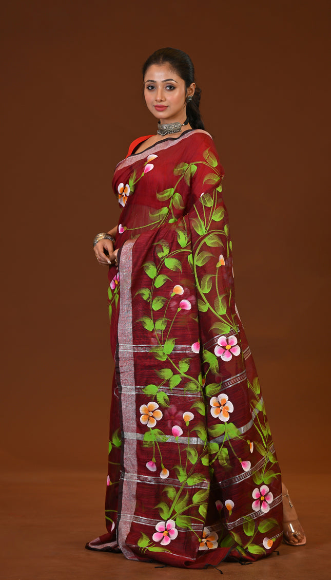 Handloom Hand Print Saree