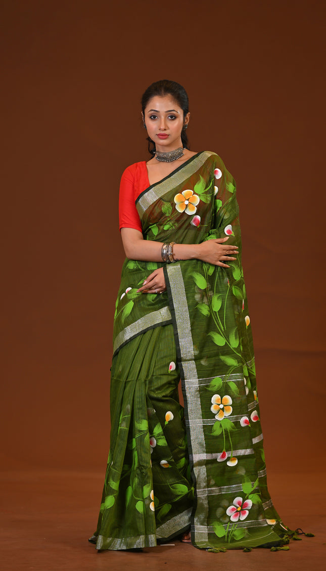 Handloom Hand Print Saree