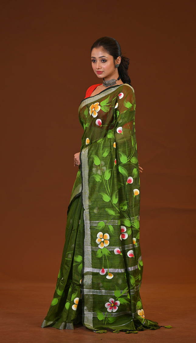 Handloom Hand Print Saree