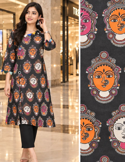Black Kathakali pure cotton gown – back view – KalamKantha