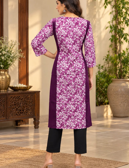 Artisan Mirror Work Pure Cotton Kurti – Magenta Plum – KalamKantha