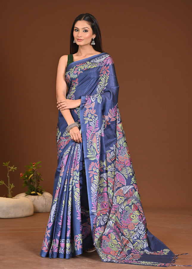 KANTHA PRINT SILK SAREE